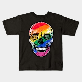 Pride Skull Colorful Pride Rainbow Kids T-Shirt